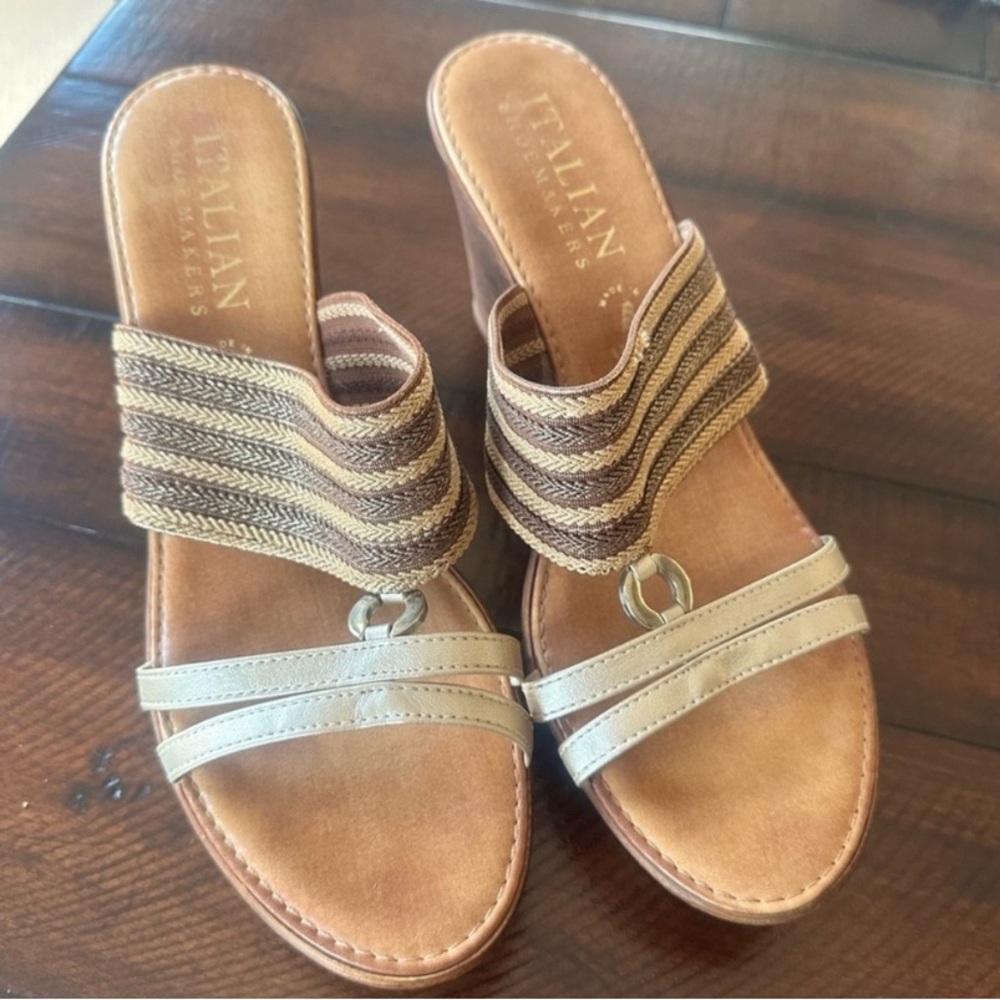 Italian Shoemakers Brown and Tan Sandals Casual Slip-On